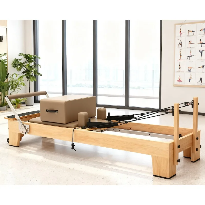 High Quality Durable White Maple Portable Adjustable Pilates Reformer Bed Core Training Pilate Machine for Pilates Studio