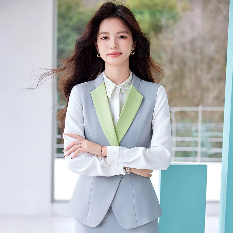 Professional Tailored Suit Vest Suit Women's Spring and Autumn New Hotel Front Stage Work Wear Clothes Temperament Jewelry Shop