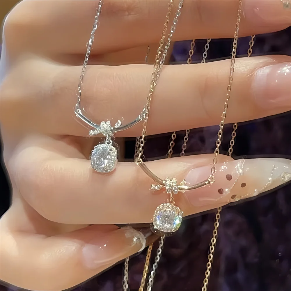 

Корейская цепочка на ключицу из стерлингового серебра S925, блестящая сахарная звезда River, легкая роскошная ниша