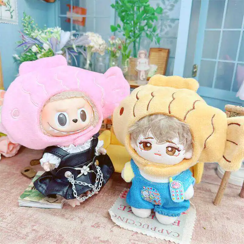 10cm Cartoon Braised Seabream Head Set Cute Doll Clothes Kawaii Dress Up DIY Outfit Changing Dressing Doll Game for Girls Gifts