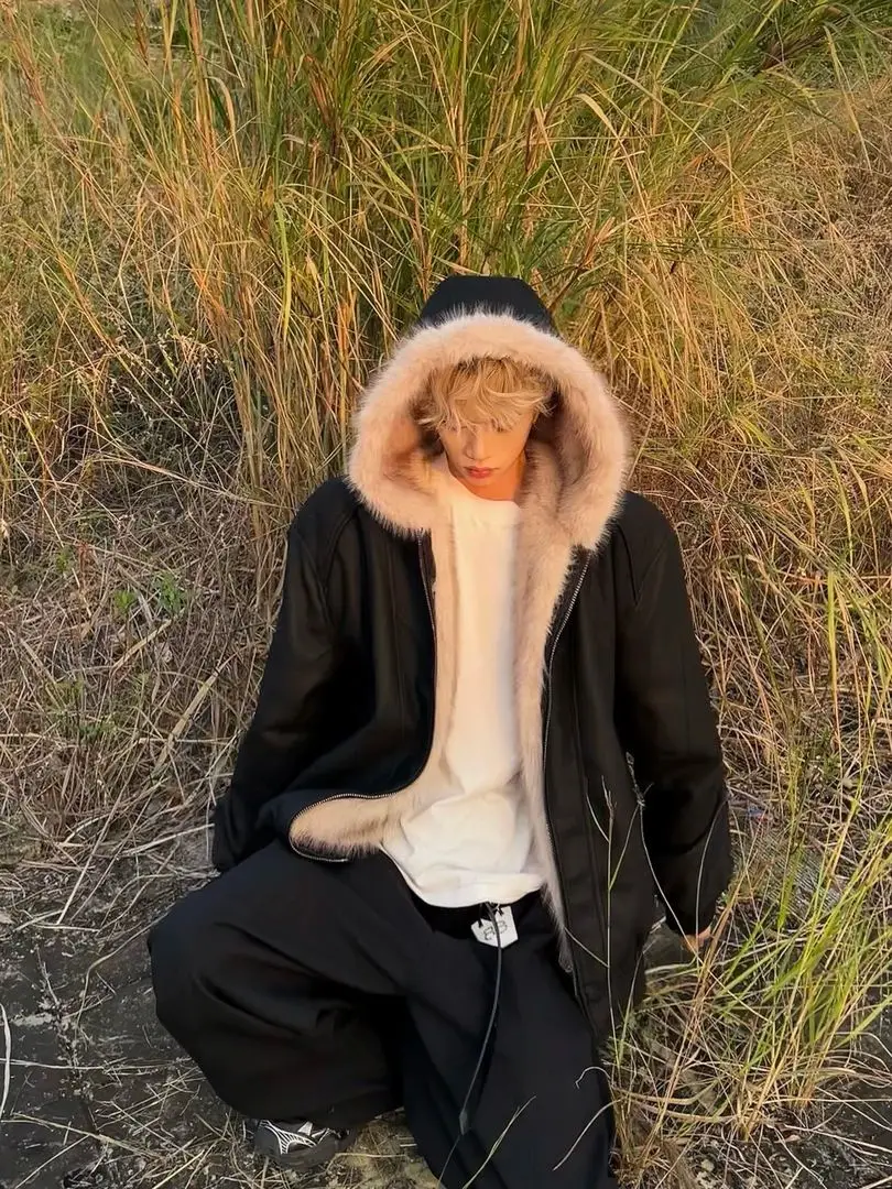 الشتاء 2000s الجمالية فو الفراء طوق سترات الرجعية الرجال Y2k زمم مقنعين ثقافة فرعية Harajuku خمر معاطف بلوزات #1