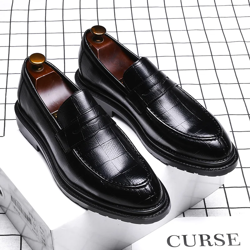 

men's casual business office formal dresses soft leather shoes black tide slip on driving shoe gentleman breathable loafers mans