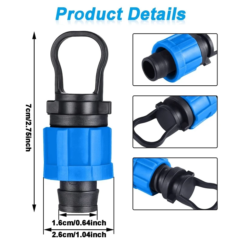 12 Pcs Drip Irrigation Tubing End Cap Plug 1/2 Inch Universal End Cap Fitting, Compatible With 16-17Mm Drip Tape Tubing