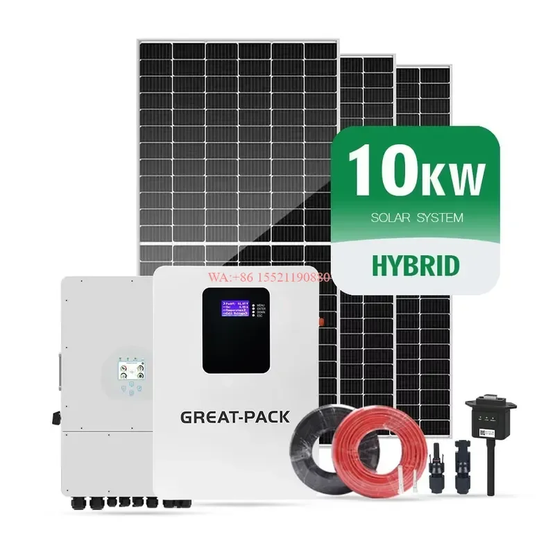WMWMNU Hybrid Off Grid Solar System Complete Kit with MPPT Controller and Lithium Ion Battery for Home Use 5 20KW