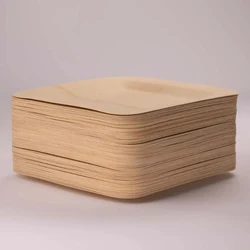 10 Pieces x Home Party Wedding Tableware Disposable Supplies Sushi Salad Dessert 180mm Wood Square Serve Plate,