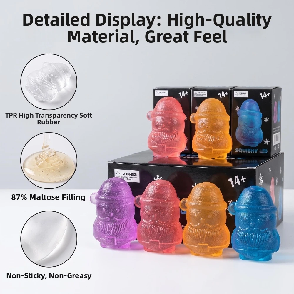 Elk/Santa Claus/Snowman Christmas Squeezed Cube Super Soft Realistic Christmas Pinch Anxiety Relief TPR Non Rebound Fidget Toy