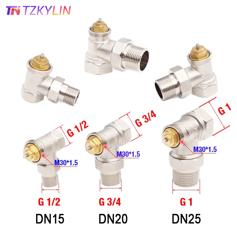 Angle Type Radiator Valve Without Thermostatic Head for HVAC System DN15 DN20 DN25 Temperature Controller Valve