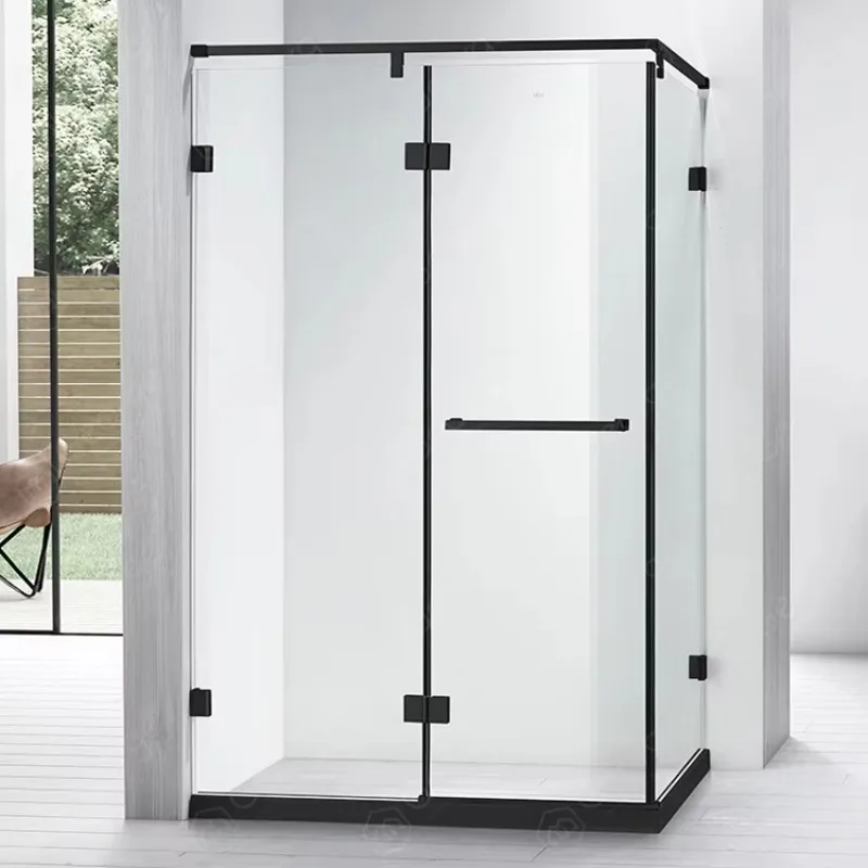 Customization Modern Square Corner Steam Shower Room with Whirlpool Tub Frameless Hinge Open Style for Hotels