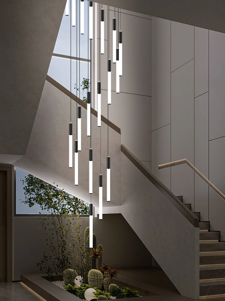 Long Staircase Chandelier Pendant Light Modern Ceiling Hanging Lamp Light Sitting Room Villa Staircase Chandelier.