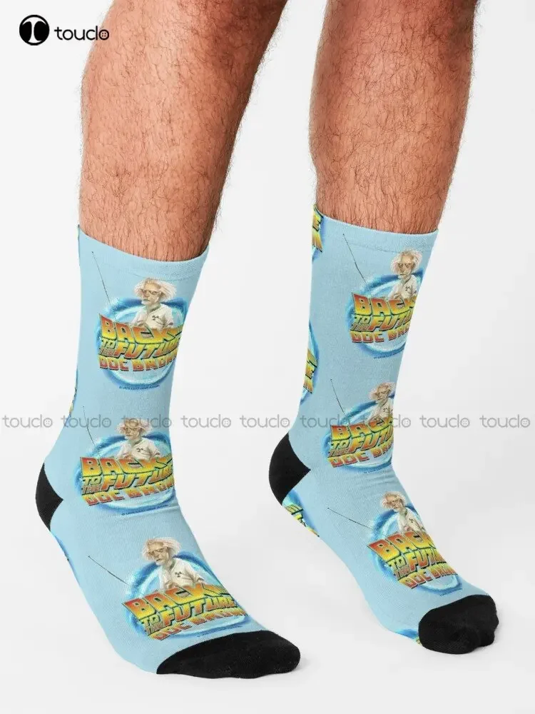 Back To The Future Movie. Doc Brown In Time Socks Christmas Socks 360° Digital Print Christmas Gift Street Skateboard Socks