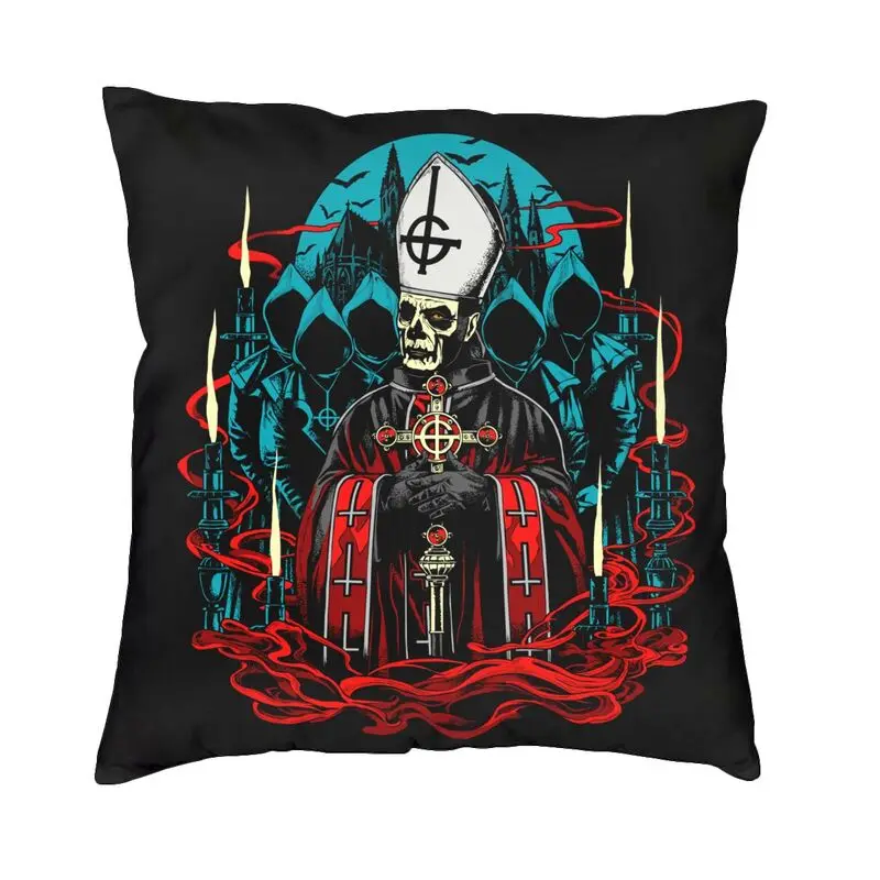 Ghost Swedish Heavy Metal Rock Band Square Pillowcover Decoration Cushions Throw Pillow for Living Room Double-sided Printing