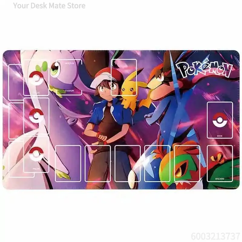 Anime Adventure TCG Playmat Hero Crew & Cute Electric Creature Gallery Predefined Card Zones Non-slip Rubber Game Mouse Pad