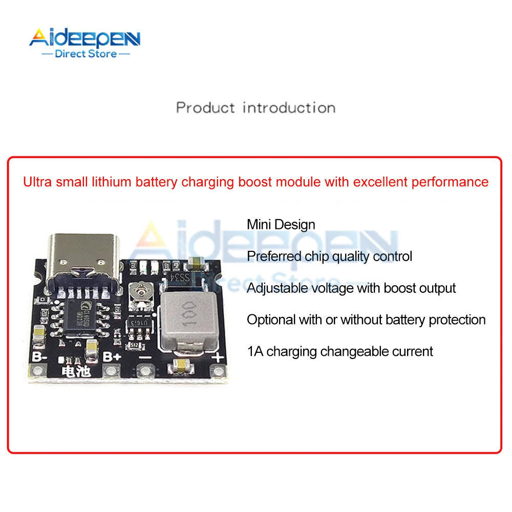 Type-C USB 5V 4.2V 2A Boost Converter Step-Up Power Module Lithium Battery Charging Protection Board For DIY Charger