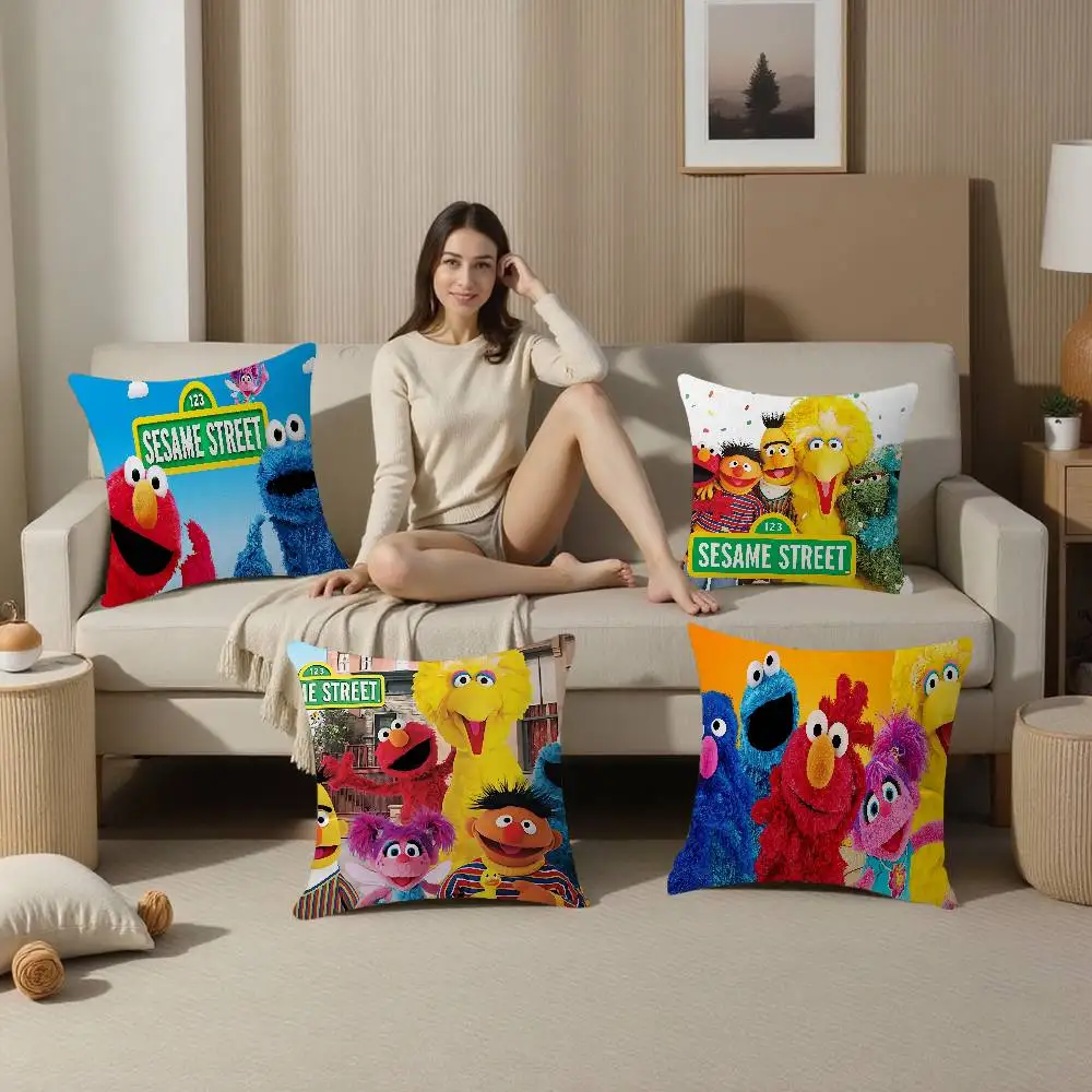 S-Sesame Cartoon S-Streets Cushion Cover Polyester Sofa Cushions Decorative Throw Pillows Home Decoration Pillowcover