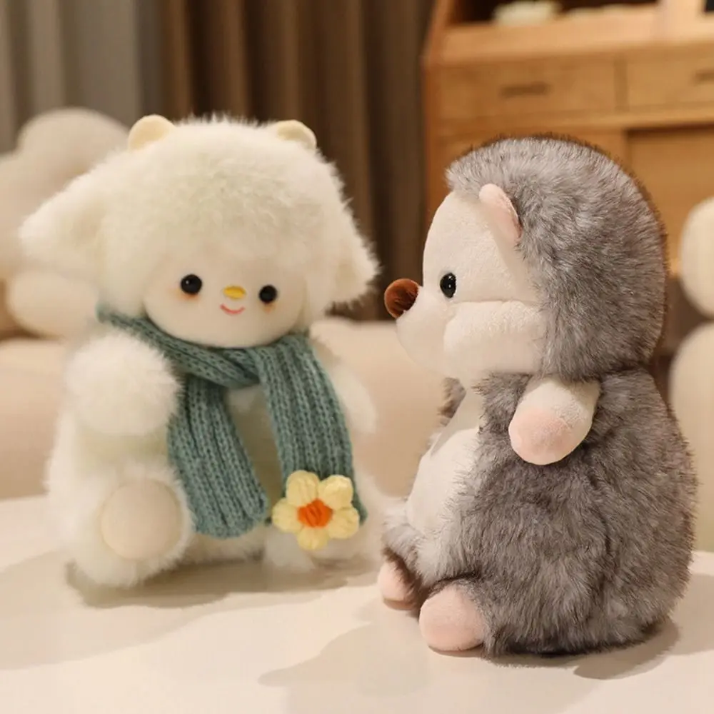 

PP Cotton White Sheep Plush Toys Moving Singing Animal Bear Hedgehog Doll Soft Fluffy Scarf Lamb Intelligent Stuffed Dolls