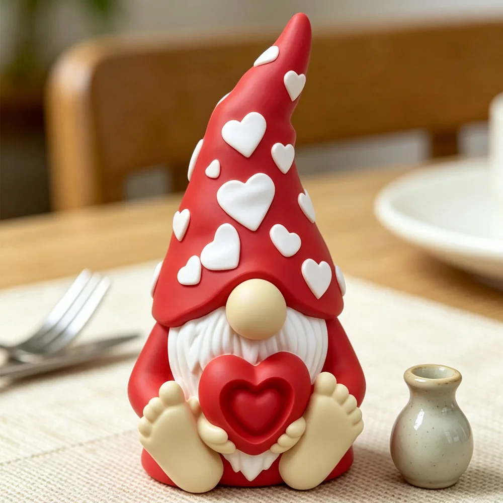 Romantic Valentine's Day Gnome Statue, Adorable Desktop Ornament, Car Ornament, Sculpture Ornaments, Bookshelf Garden Ornaments