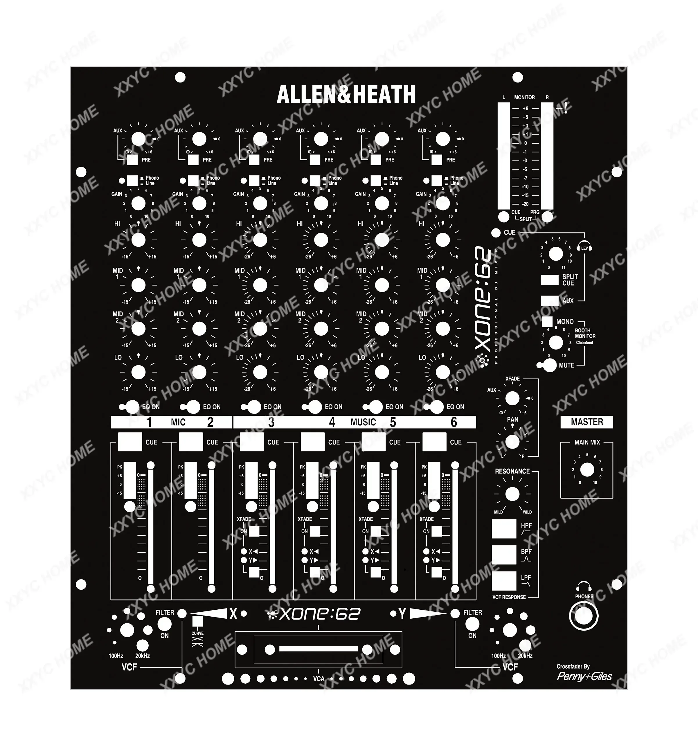 

Allen&Heath xone 62 Skin Mix Console Panel Protective Mask Allen Hersey XONE 62