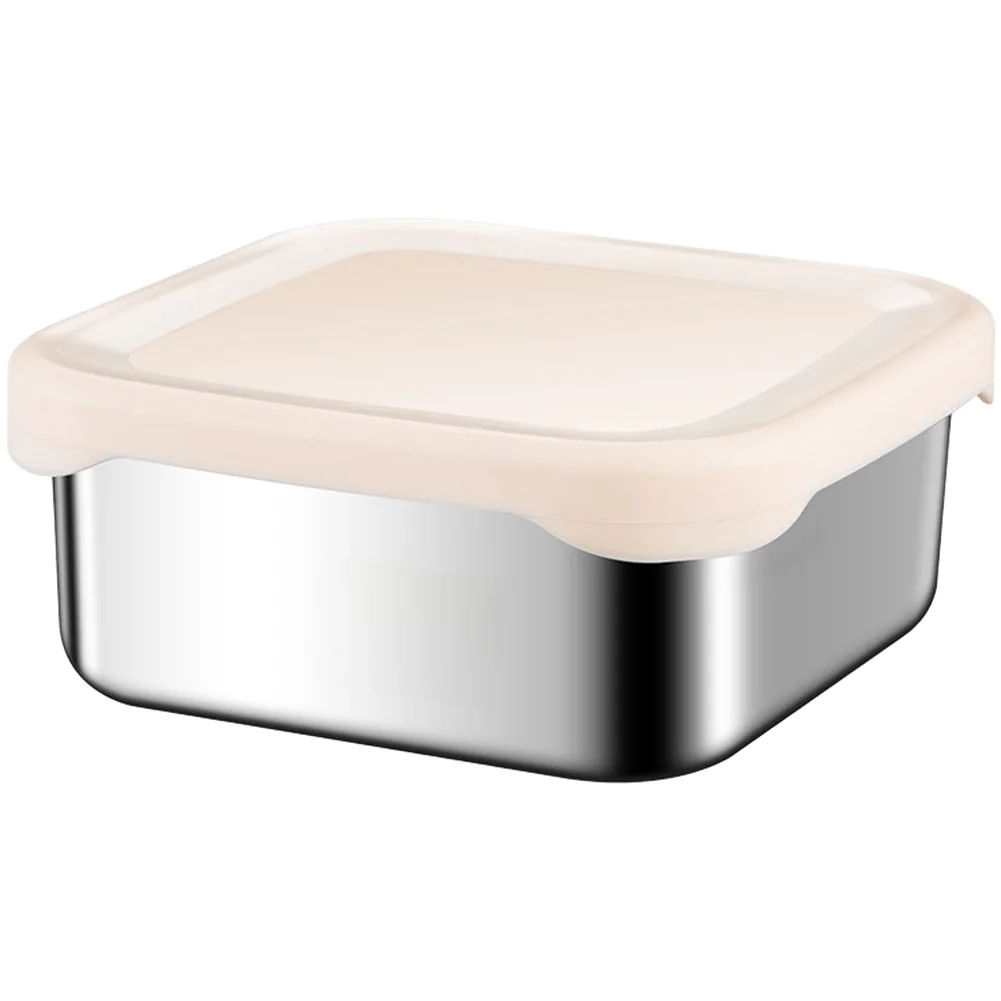 White Khaki Coffee 304 Stainless Steel Food Container 400ml Steam Safe Lunch Box With Tight Sealing Lid For Rice Snacks Storage