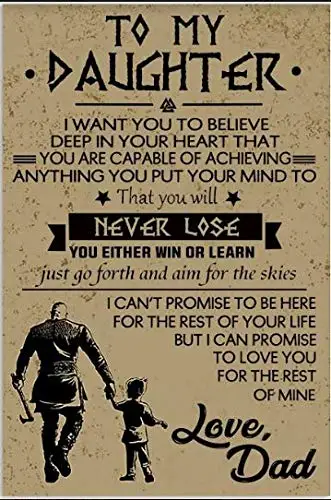 Eeypy to My Daughter I Love You for The Rest of Mine from Viking Dad Poster Metal Tin Sign Iron Painting Home Family Lovers Gift