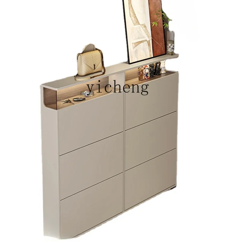 Zc17cm Ultra-Thin Shoe Cabinet Home Doorway Tilting Shoe Cabinet 2023 New Popular Ultra-Thin Door Back Wall Cabinet