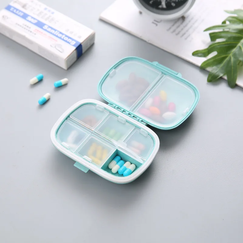 8 Grids Organizer Container for Tablets Travel Pill Box with Seal Ring Small Box for Tablets Wheat Straw Container for Medicines