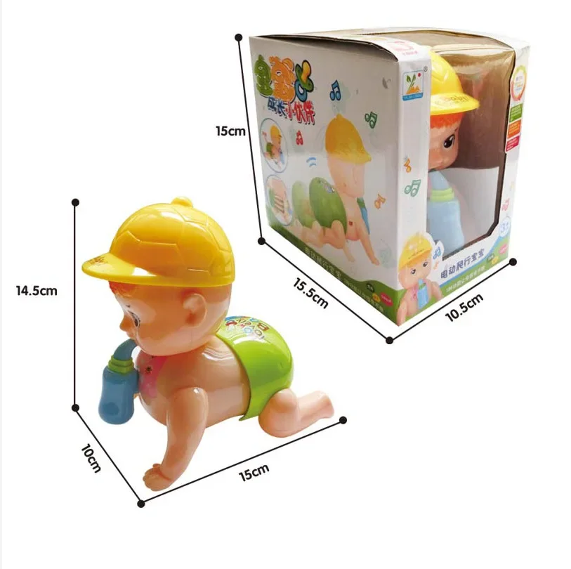 2PCS Puzzle Children's Electric Bottle Climbing Doll Toy Big Eyes Cute Baby Climbing Doll Electric Music Toy