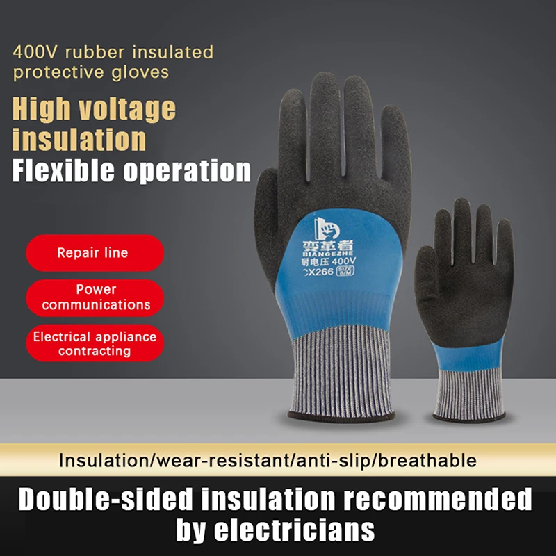

1 Pair Withstanding Voltage 400/1000V Rubber Insulation Glove For Electrical Maintenance Home Electrician Insulating Gloves