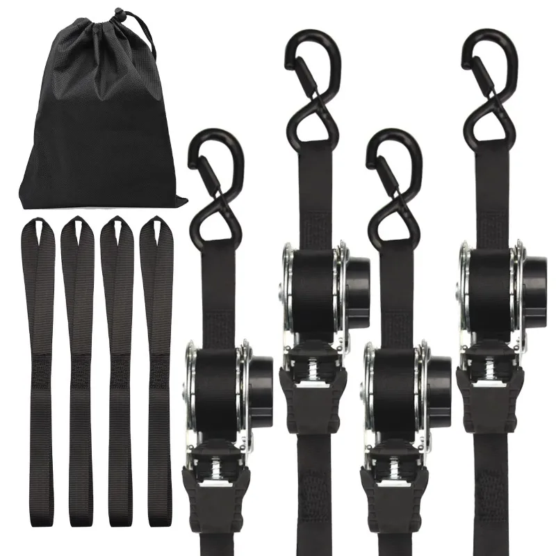 Automatic Strap 25mm 700kgs Self Retracting Motorcycle Tie Down Auto Retractable Ratchet Straps with Safety Hook