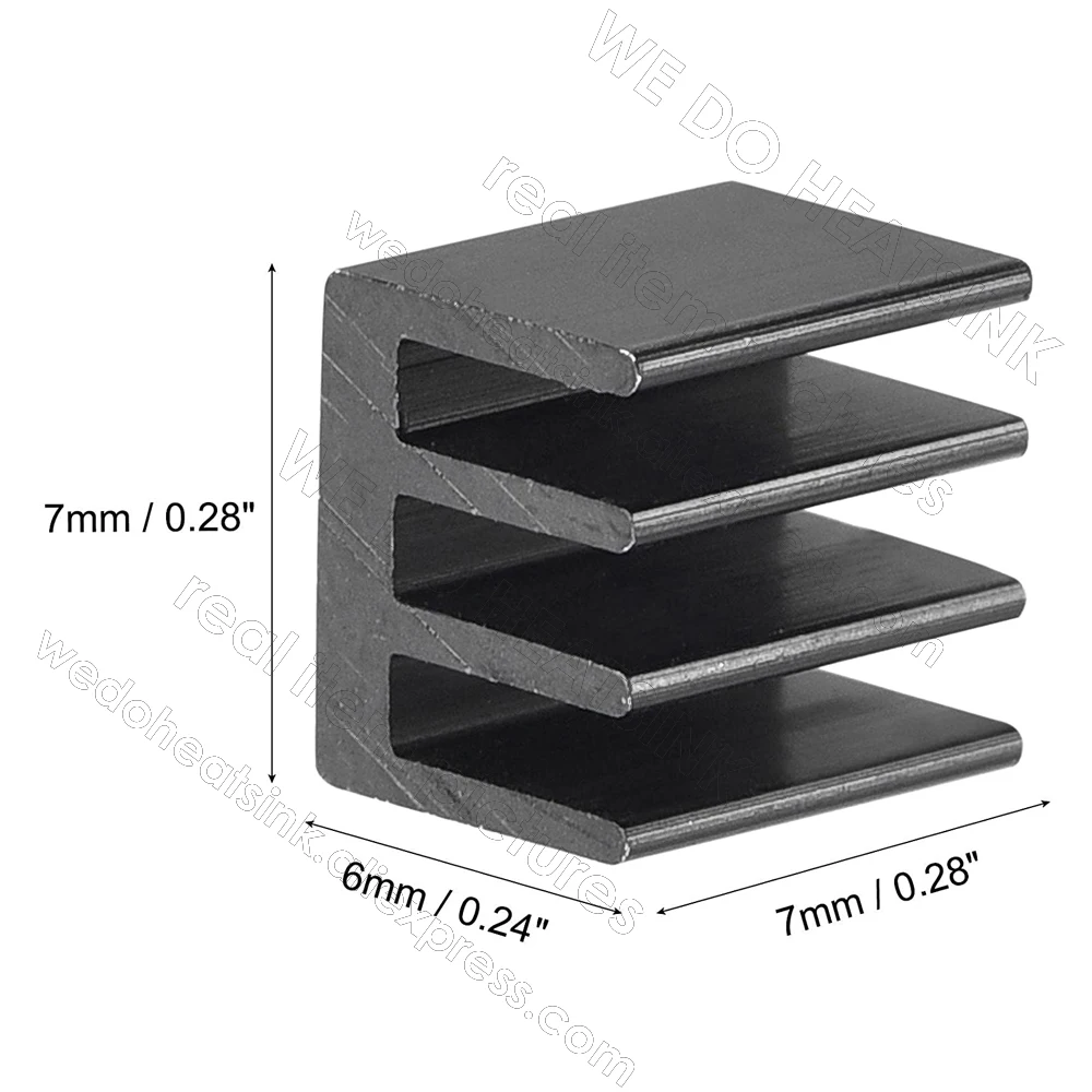 7x7x6mm Black Tone Thermal Self Adhesive Aluminum Heatsink 7mm*7mm*6mm Electronics Cooler Radiator