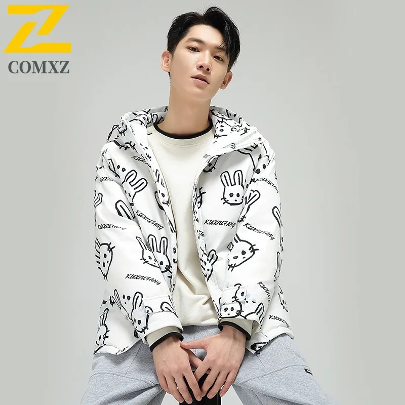 COMXZ 2025 Winter New Mountain Gradient Down Jacket Unisex Same waterproof and windproof outdoor sports tactics Long Hooded Coat