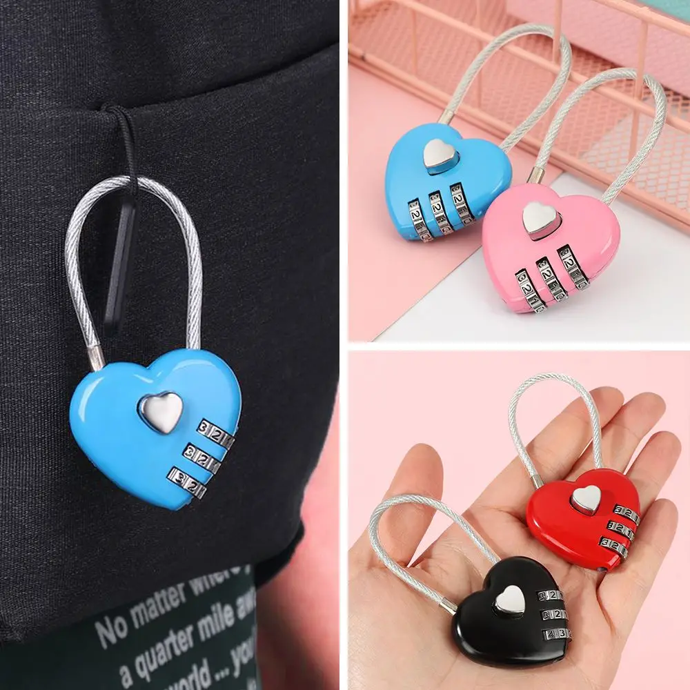 Zinc Alloy Gift Valentine's Day Dial Combination Travel Suitcase Code 3 Digit Password Security Tool Padlock Heart Shaped Lock