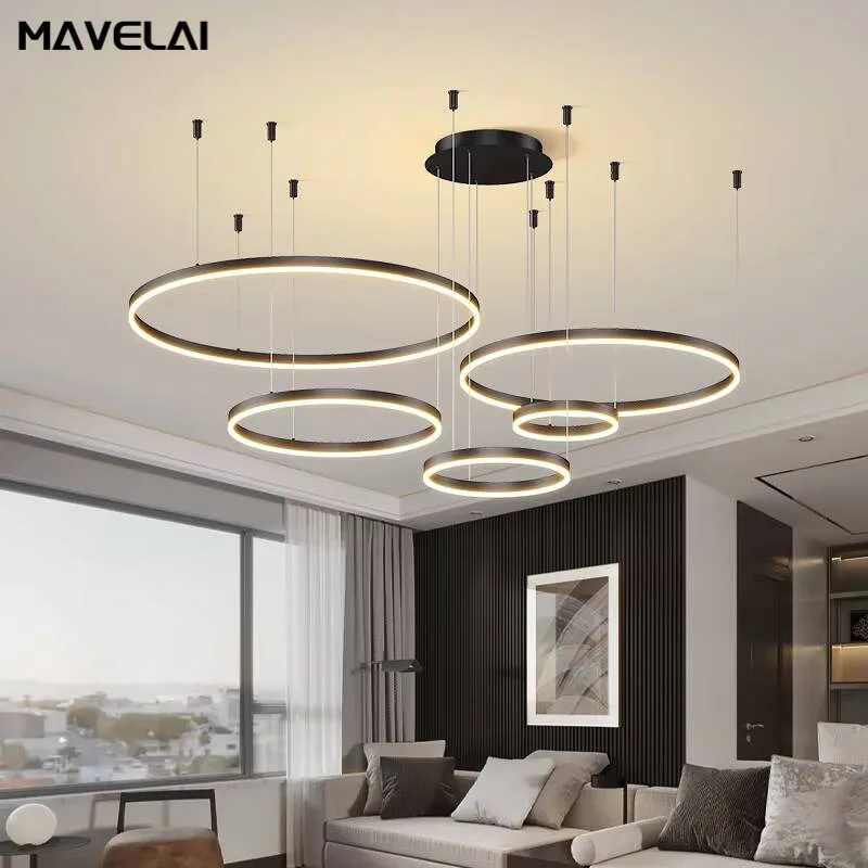 Modern Led Ceiling Chandelier Circular Ring Chandelier Living Bedroom Dining Room Lighting Home Indoor Lighting Decor Chandelier