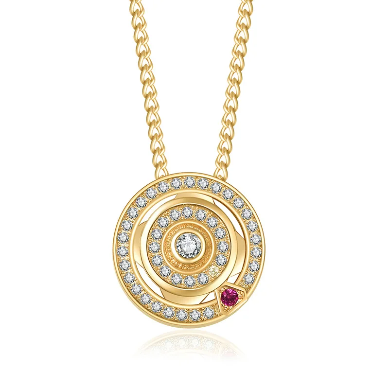 

New Love Compass Titanium Steel Necklace, round rotating pendant, women's compass collarbone chain