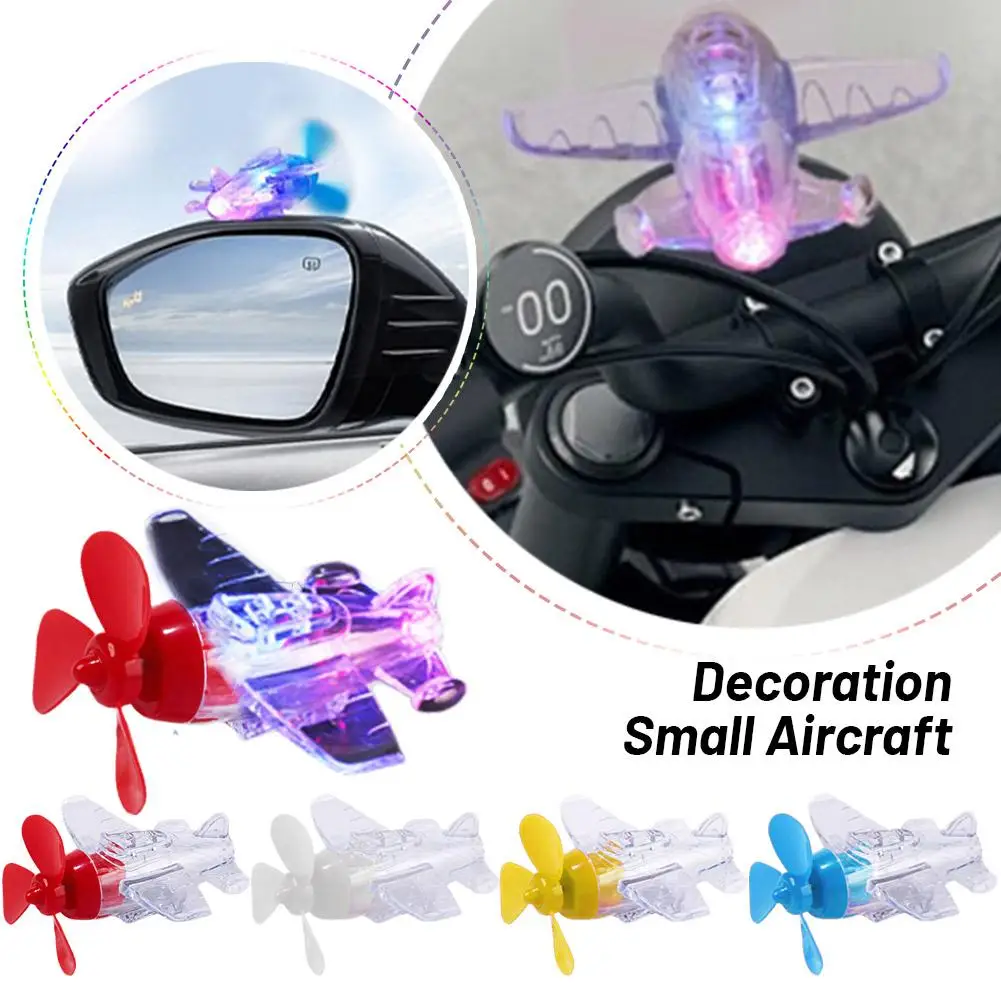 Motorcycle Handlebar Decor Mini Transparent Airplane Car Scooter Wind Ornament Electric Powered Exterior Handlebar Toy Orna Q1T5