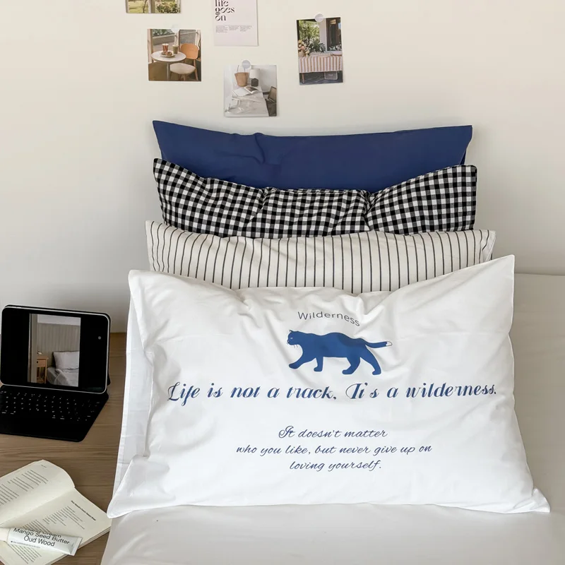 Simple Ins Style Pure Cotton Pillowcase Single Piece Bedding Accessories Washable Universal Cotton Pillow Cover