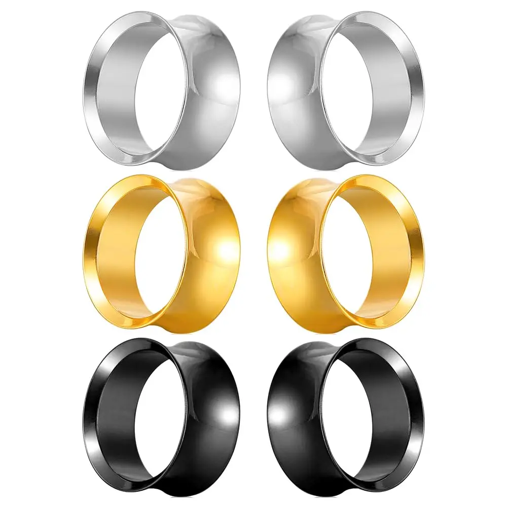 

3 Pairs 316L Surgical Stainless Steel Tunnels Gauges for Ears, 2g-1inch, Hypoallergenic Double Flared Ear Plugs Gauges Earri