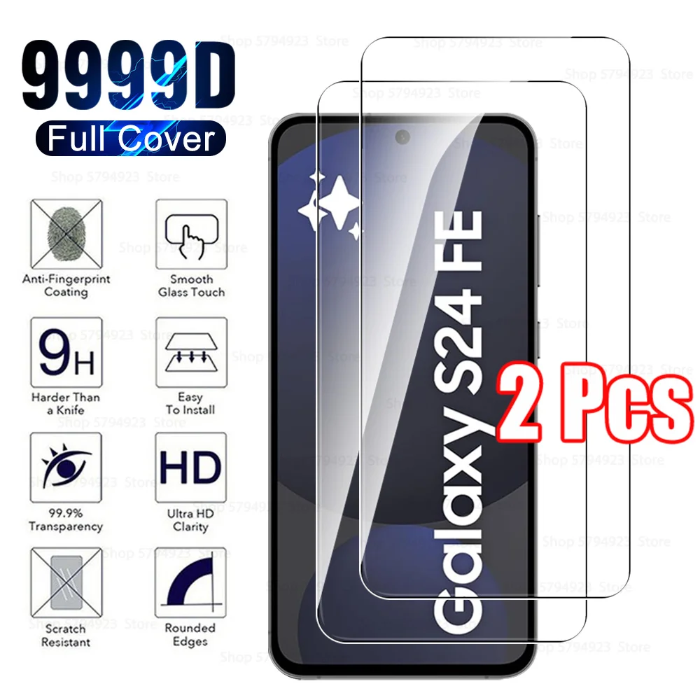 2Pcs For Samsung Galaxy S24FE SamsunS24FE Full Cover Screen Protector Phone Protective Film Samsun S 24 FE S24FE S 24FE 5G Glass