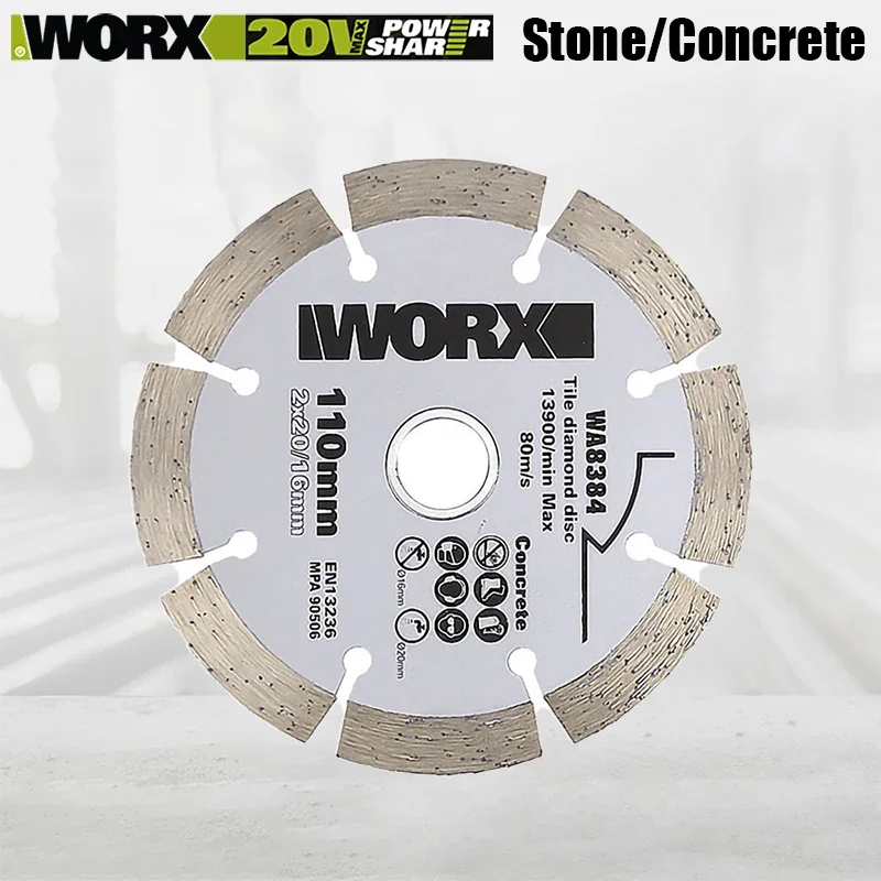 Worx Saw Blade Stone Concrete and Tile Cutting Blades WA8384 WA8385 WA8386 WA83867 110x20(16 Washer)mm 115x20(16 Washer)