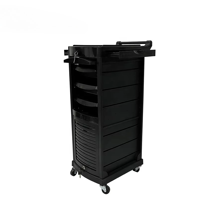 

Modern Hairdressing Cart Beauty Salon Trolley Lockable Salon Tray with 4 Wheels