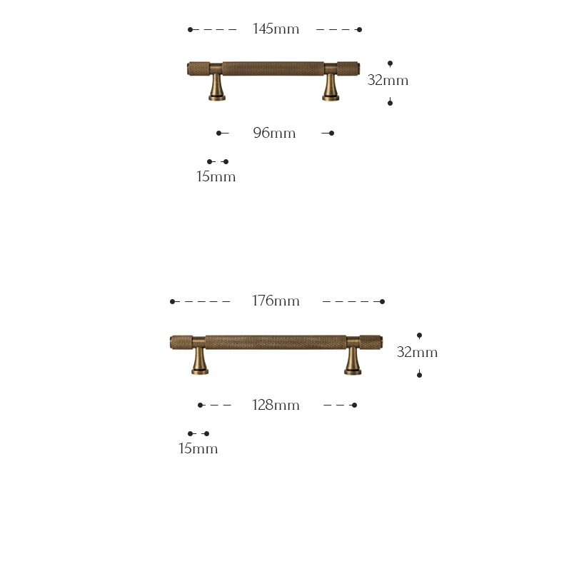 Santaya Solid Antique Brass Handles With Knurled Cross Pattern for Kitchen Cabinet T Bar Pull Bedroom Wardrobes and Drawer Knobs