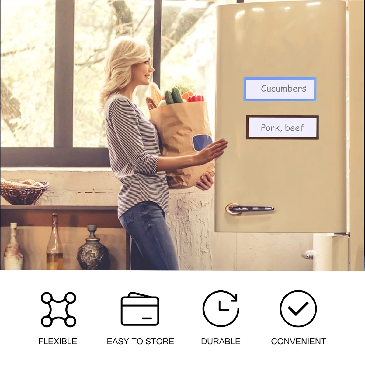 

54pcs Magnetic Name Tags Rewritable Blank Label Magnets For Home School Office Kitchen Use Folder Labels Organizer Supplies