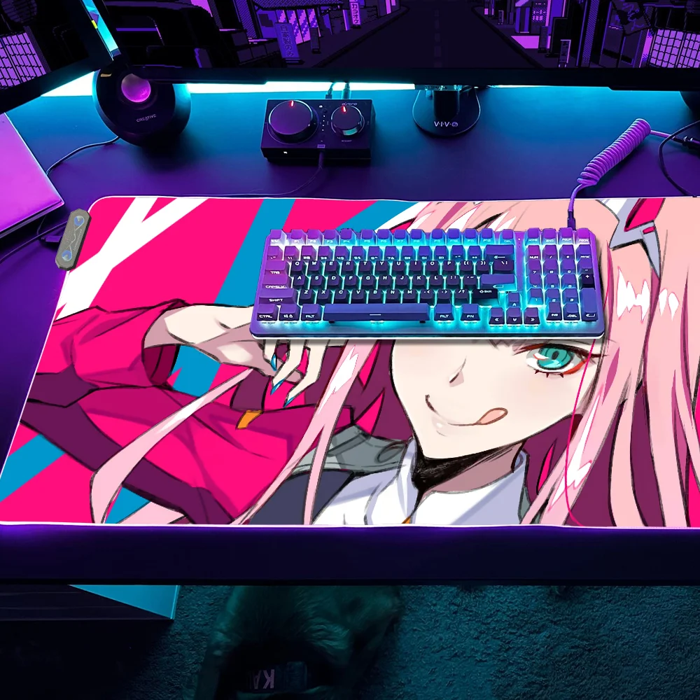

Darling Gaming MousePad LED Table Pads Backlit Franxx Rubber In Desktop XXL Anime RGB Desks Micro The USB