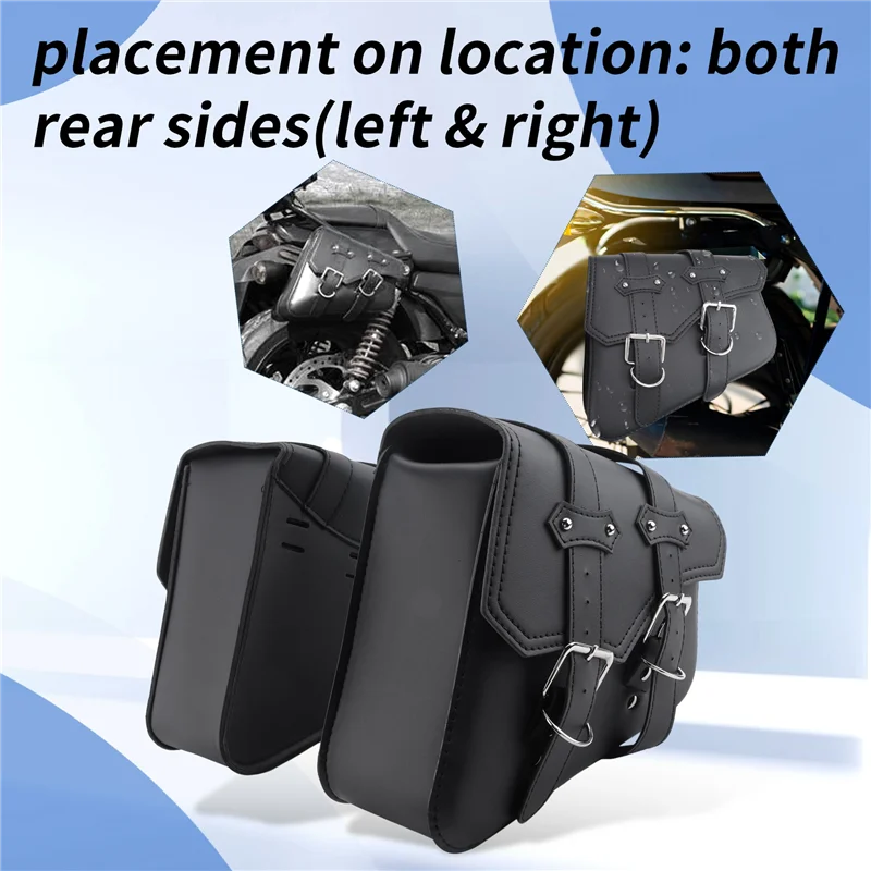 

New Arrival 2Pcs Universal Motorcycle Bags PU Leather Saddle Bag For Sportster XL883 XL1200 Cruiser Side Storage Tool Pouche