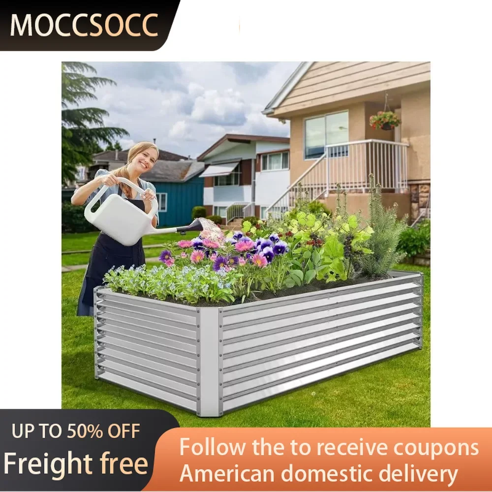 

Outdoor Garden Raised Planter Box 6x3x2ft Galvanized Metal Raised Garden Bed for Vegetables Decorative Planters for Plants Herbs