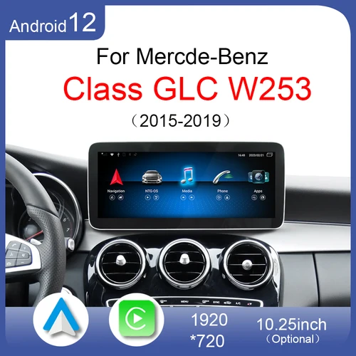 Android 12 CarPlayカーラジオ,GPSナビゲーション,DVDプレーヤー,HDスクリーン,メルセデスベンツglc w253,glc260 (300-2015),2019