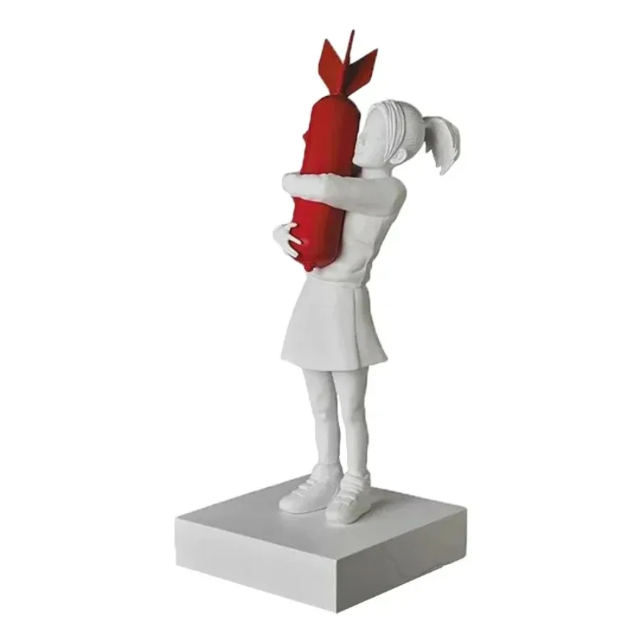 

Banksy Girl Hugger Sculpture Resin Statue Table Art Figure Love England Modern Home Decor Gift for Living Room Desk Unique Style
