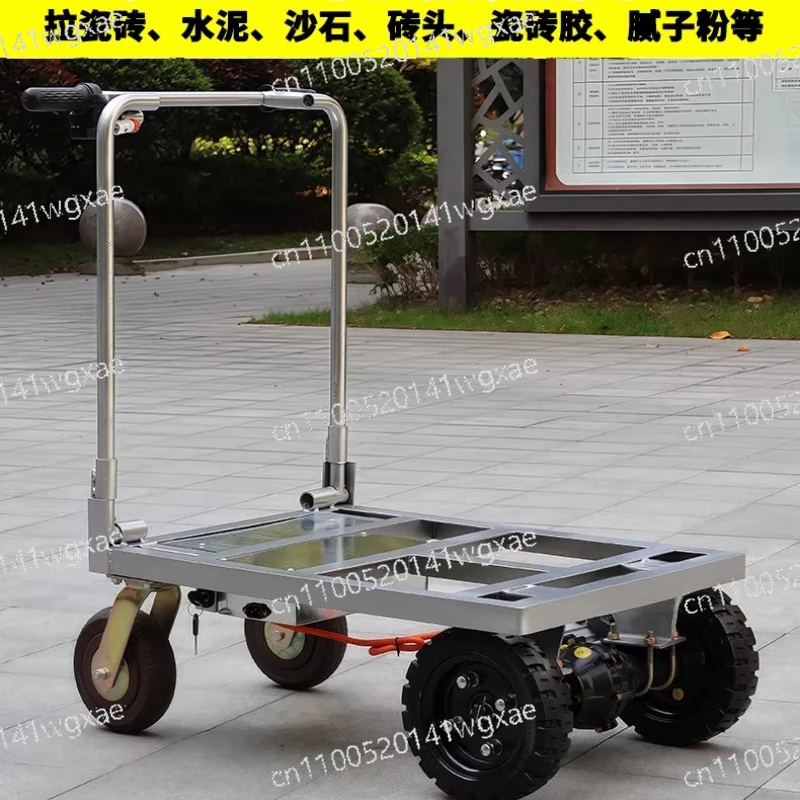 

Folding Electric Trolley for Sand Cement Hauling - Heavy Duty Goods Transport Climbing Cart
