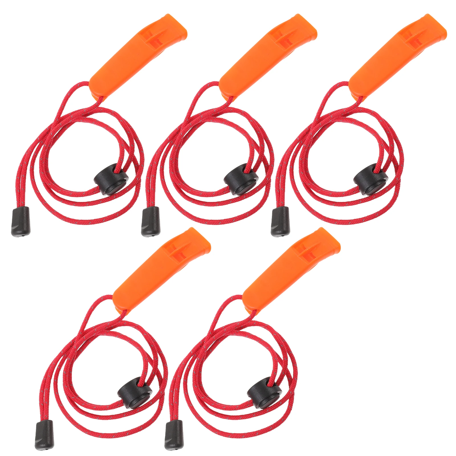 

5pcs High Pitch Whistle Loud Plastic Emergency Outdoor Survival Referee Training Camping Adventure Red Rope for Teachers