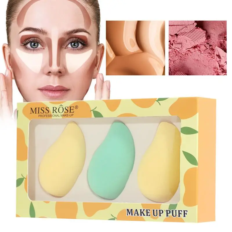 Foundation Blending Sponge Set Of 3 Reusable Sponge Blenders For Wet And Dry Use Foundation Blenders For Cheekbones Collarbone E