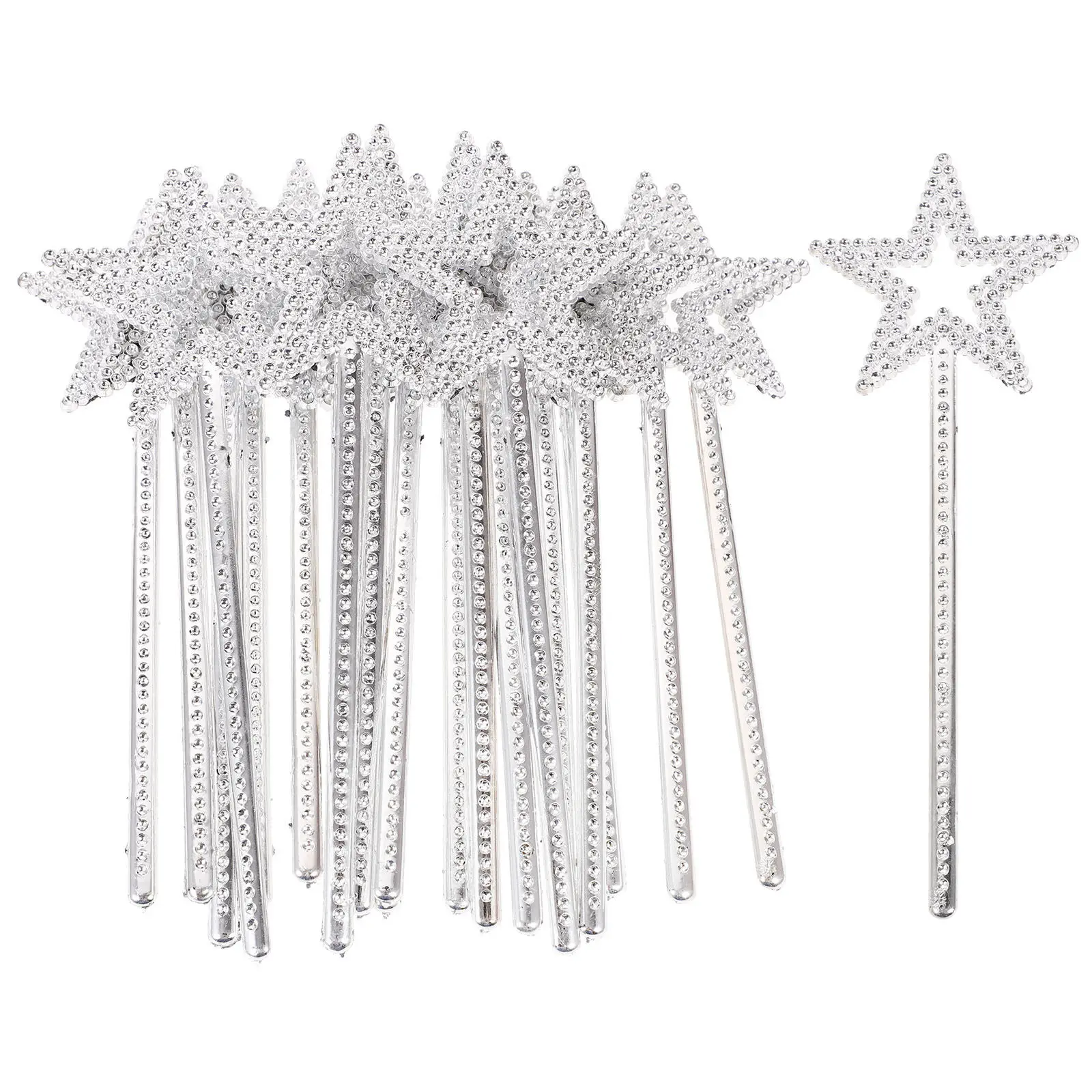 24pcs Plastic Fairy Wands 5 Star Shaped Kids Party Favors Princess Birthday Halloween Cosplay Decorations Angel Costume Props
